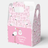 コウノトリ赤ちゃんシャワーピンクの女の子かわいい漫画 フェイバーボックス (オープン)