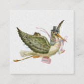 コウノトリ赤ちゃんシャワーピンクホワイトパール紙 スクエア名刺 (裏面)