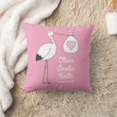 コウノトリ赤ちゃんシャワーピンク クッション (ブランケット)