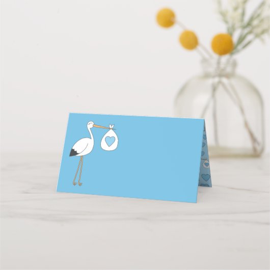 コウノトリ赤ちゃんシャワーブルーボーイ プレイスカード (正面)