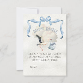 コウノトリ赤ちゃんシャワーリボン弓おむつラッフル 招待状
