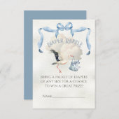 コウノトリ赤ちゃんシャワーリボン弓おむつラッフル 招待状 (正面/裏面)