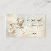 コウノトリ赤ちゃんシャワー中性おむつラッフルカード エンクロージャーカード (正面)