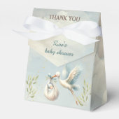 コウノトリ赤ちゃんシャワー少年ブルーヴィンテージテントの好意ボックス フェイバーボックス (正面サイド)