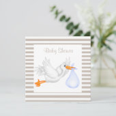 コウノトリ赤ちゃんシャワー招待状セピア/ホワイト 招待状 (スタンド正面)