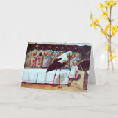 コウノトリ赤ちゃんシャワー新生児中立 カード (黄色い花)