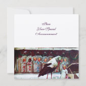 コウノトリ赤ちゃんシャワー新生児到着シャンパン 招待状 (裏面)