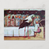 コウノトリ赤ちゃんシャワー新生児 インビテーションポストカード (正面)