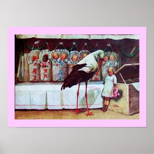 コウノトリ赤ちゃんシャワー新生児 ポスター (正面)