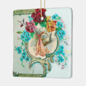 コウノトリ赤ちゃんシャワー2赤ルビー セラミックオーナメント (左)