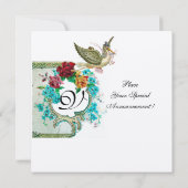 コウノトリ赤ちゃんシャワー3モノグラム、金ゴールドメタリック 招待状 (裏面)