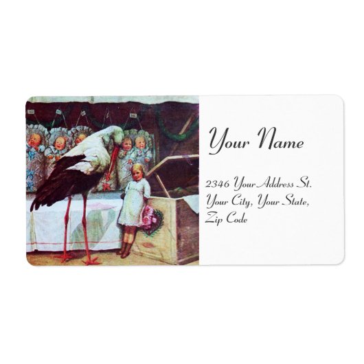 コウノトリ赤ちゃんシャワー3 ラベル (正面)