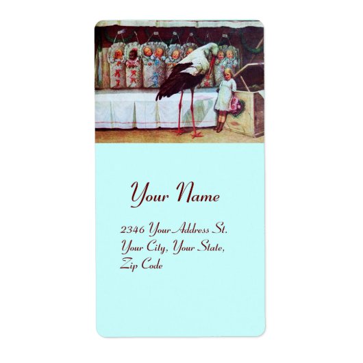 コウノトリ赤ちゃんシャワー3 ラベル (正面)