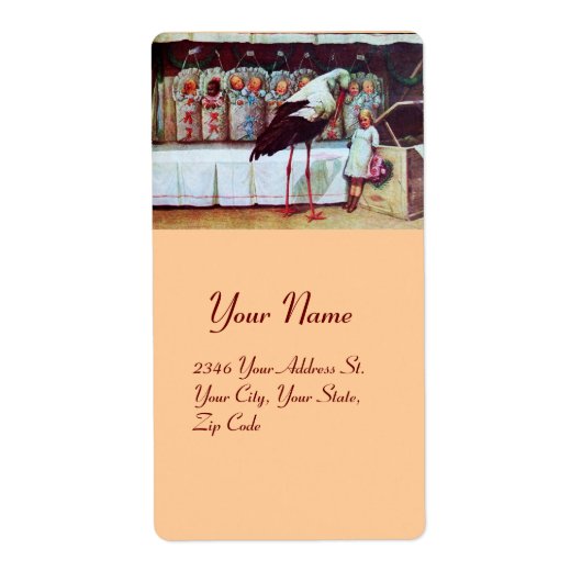 コウノトリ赤ちゃんシャワー3 ラベル (正面)