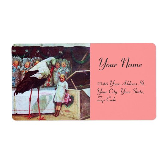 コウノトリ赤ちゃんシャワー3 ラベル (正面)