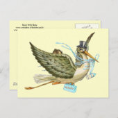 コウノトリ赤ちゃんシャワー インビテーションポストカード (正面/裏面)