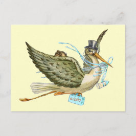 コウノトリ赤ちゃんシャワー インビテーションポストカード