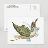 コウノトリ赤ちゃんシャワー インビテーションポストカード (正面/裏面)