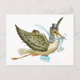 コウノトリ赤ちゃんシャワー インビテーションポストカード