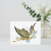 コウノトリ赤ちゃんシャワー インビテーションポストカード (スタンド正面)