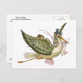 コウノトリ赤ちゃんシャワー インビテーションポストカード (正面/裏面)