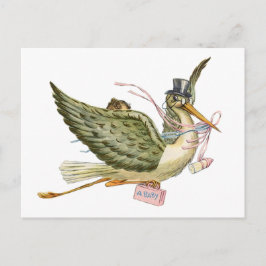 コウノトリ赤ちゃんシャワー インビテーションポストカード