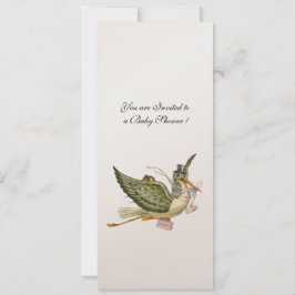 コウノトリ赤ちゃんシャワー、シャンパンメタリック 招待状