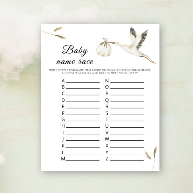 コウノトリ赤ちゃんシャワー – ベビー名レースゲーム (クリエイターアップロード済み)