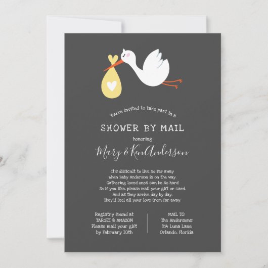 コウノトリ赤ちゃんシャワー（メール） 招待状 (正面)