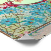 コウノトリ赤ちゃん女の子シャワーグリーン ポスター (角)