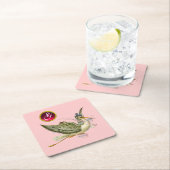 コウノトリ赤ちゃん女の子シャワージェムモノグラム スクエアペーパーコースター (インサイチュ)