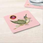 コウノトリ赤ちゃん女の子シャワージェムモノグラム スクエアペーパーコースター (アングル)