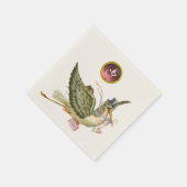 コウノトリ赤ちゃん女の子シャワーピンク宝石ストーンモノグラム スタンダードカクテルナプキン (角)