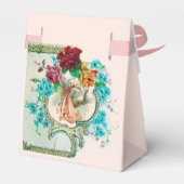 コウノトリ赤ちゃん女の子シャワーピンク宝石ストーンモノグラム フェイバーボックス (裏面サイド)