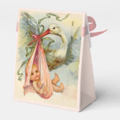 コウノトリ赤ちゃん女の子シャワーピンク宝石ストーンモノグラム フェイバーボックス (裏面サイド)