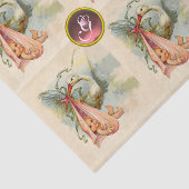 コウノトリ赤ちゃん女の子シャワーピンク宝石ストーンモノグラム 薄葉紙 (詳細)