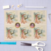 コウノトリ赤ちゃん女の子シャワーピンク宝石ストーンモノグラム 薄葉紙 (クラフト)