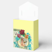 コウノトリ赤ちゃん女の子シャワーピンク宝石モノグラムイエロー フェイバーボックス (オープン)