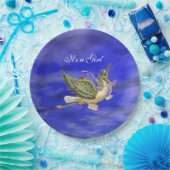 コウノトリ赤ちゃん女の子シャワーブルースカイ ペーパープレート (パーティー)