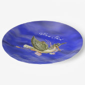 コウノトリ赤ちゃん女の子シャワーブルースカイ ペーパープレート (アングル)