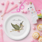 コウノトリ赤ちゃん女の子シャワーホワイト ペーパープレート (パーティー)