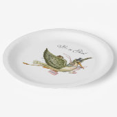 コウノトリ赤ちゃん女の子シャワーホワイト ペーパープレート (アングル)