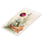 コウノトリ赤ちゃん女の子シャワーモノグラム、ホワイト マグネット (左側)