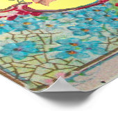 コウノトリ赤ちゃん女の子シャワールビージェムストーンモノグラム ポスター (角)