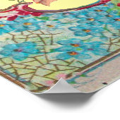 コウノトリ赤ちゃん女の子シャワールビージェムストーンモノグラム ポスター (角)