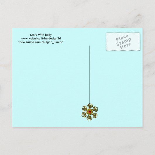 コウノトリ赤ちゃん女の子シャワー2 インビテーションポストカード (裏面)