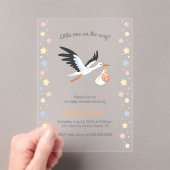 コウノトリ運の赤ちゃんシャワー透明 アクリル招待状 (インサイチュ (ポータブル))