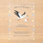 コウノトリ運の赤ちゃんシャワー透明 アクリル招待状 (正面)