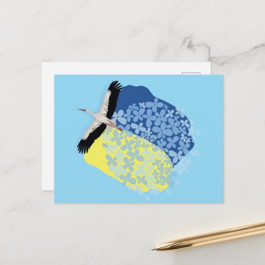 コウノトリ運アナ国旗 ポストカード (正面/裏面インサイチュ)