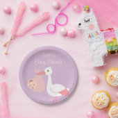コウノトリ配達かわいいベビーガールシャワーパーティー ペーパープレート (パーティー)